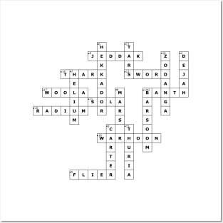 (1912APOM) Crossword pattern with words from a famous 1912 science fiction book. Posters and Art